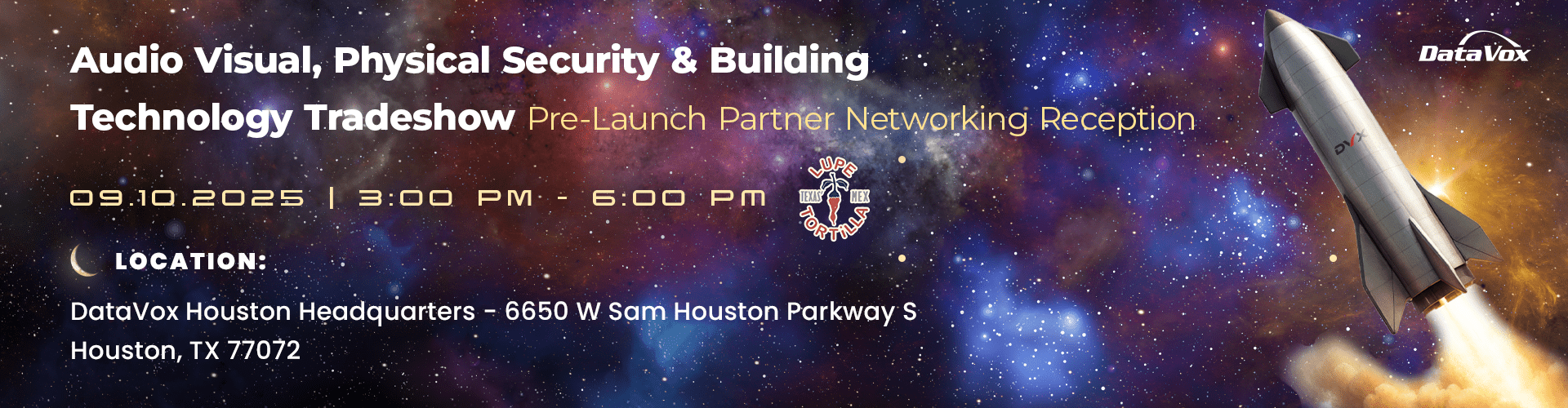 Promotional Banner for AV/Phy Sec/ BTS Tradeshow Networking Reception