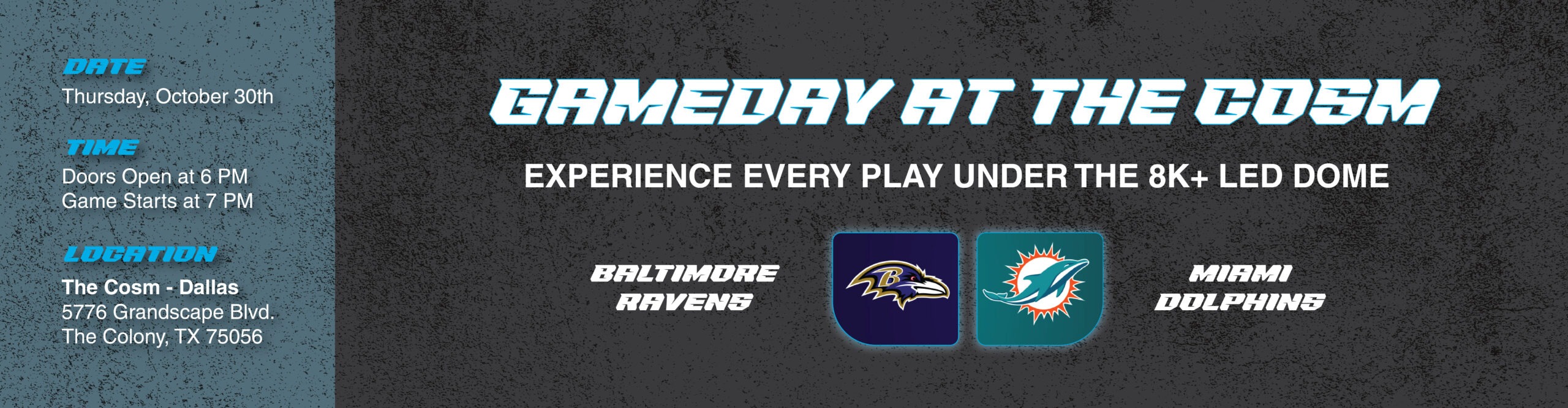 Gameday at The Cosm - Banner